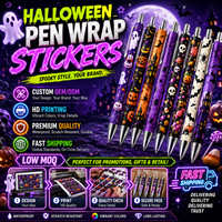 Film UV DTF en gros pour enveloppes de stylos de Noël et d'Halloween, résistant à l'eau et aux rayures, pour stylos à bille DIY
