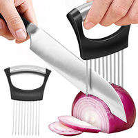 Porte-oignons manuel en acier inoxydable 304, poignée en PP, passe au lave-vaisselle, robuste, réutilisable, portable, facile à trancher, outil de cuisine, coupe-légumes