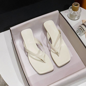 <span class=keywords><strong>Sandalias</strong></span> de tacón de aguja con punta cuadrada estilo francés para <span class=keywords><strong>mujer</strong></span>, elegantes mules tipo thong, zapatos sin cordones para exterior - Product Image 3