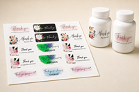Autocollants personnalisés imperméables rectangulaires « Merci » en rouleau, motif floral aquarelle, faits main, autocollants adhésifs pour emballage cadeau, petites entreprises