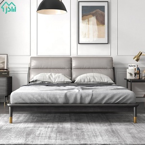 Mobili camera da letto in stile europeo struttura in legno massello letto matrimoniale letto moderno in pelle di lusso King Size - Product Image 2