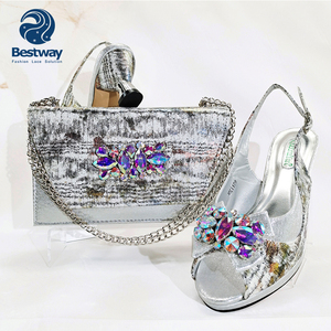 Bestway sepatu perempuan hak 38-43 2.55 inci sepatu pesta dan tas Set sepatu Italia tas tangan wanita - Product Image 4