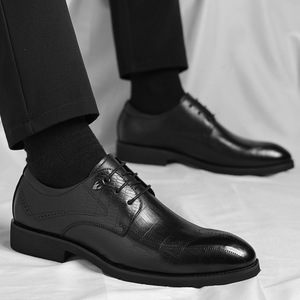 Chaussures habillées en cuir pour hommes, style Oxford, à bout pointu, à lacets, semelle souple, pour mariage, printemps, affaires - Product Image 4