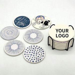 Juego de Posavasos Absorbentes de Corcho y Cerámica con Impresión de Logotipo Personalizado de Fábrica, Posavasos de Cerveza Baratos Personalizados para Bebidas y Café - Product Image 1