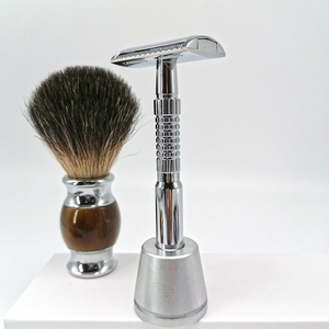 남성용 경제적 인 3 피스 안전 면도기 세트 스테인레스 스틸 베이스 플레이트 여행 파우치 10 날 면도 키트 이발사 필수 - Product Image 6