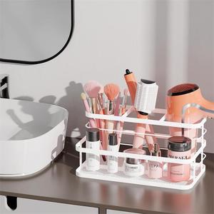 Support <span class=keywords><strong>mural</strong></span> adhésif en métal pour sèche-<span class=keywords><strong>cheveux</strong></span> et produits de soin, avec rangement pour brosses - Product Image 6