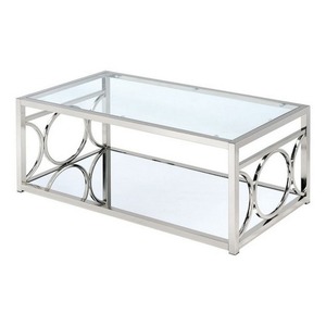 OE HOME Modern Metal and Glass Coffee Table for Dining and Living Room Home Decor - Product Image 1