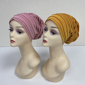 MH-1165 <span class=keywords><strong>2023</strong></span> femmes musulman Turban casquette 3D brodé coton Bonnet cristal accessoires élégant à la mode pour plage fête - Product Image 3