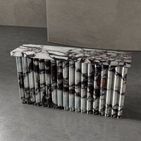 Table console en marbre Verde Alpi, design moderne et luxueux, table de présentation en pierre verte pour projets d'intérieur, couloir, entrée