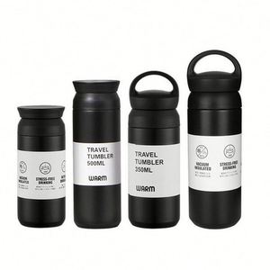 Bouteille isotherme en acier inoxydable de 500 ml, forme bouteille à boire directement, tasse à café à double paroi sous vide, avec deux options de couvercles - Product Image 2