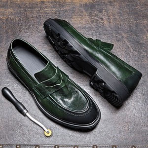 High-top black leather <b>men's</b> new genuine leather loafers British style versatile fashionable retro colored high-end <b>men</b>‘s <b>shoes</b> - Product Image 3