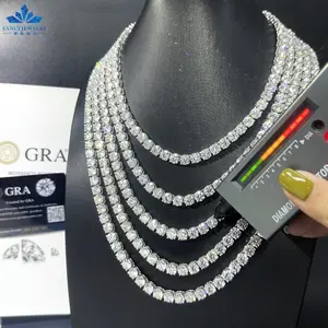 Hip Hop Jewelry 3mm 4mm 5mm VVS Moissanite Diamond Cluster Iced Out Tennis Chain Bracelet 925 Sliver Necklace For Men Women