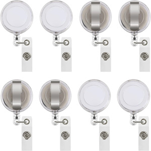Boucle transparente à ouverture facile avec clip dorsal, cordon rétractable semi-transparent pour badge d'infirmière, clip pour carte d'identité. - Product Image 1
