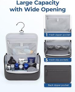 Sac <span class=keywords><strong>de</strong></span> toilette suspendu en polyester résistant à l'eau <span class=keywords><strong>avec</strong></span> logo personnalisé et rotation à 360° °   Crochet pivotant pour hôtel/gym/camping, vente en gros disponible - Product Image 3