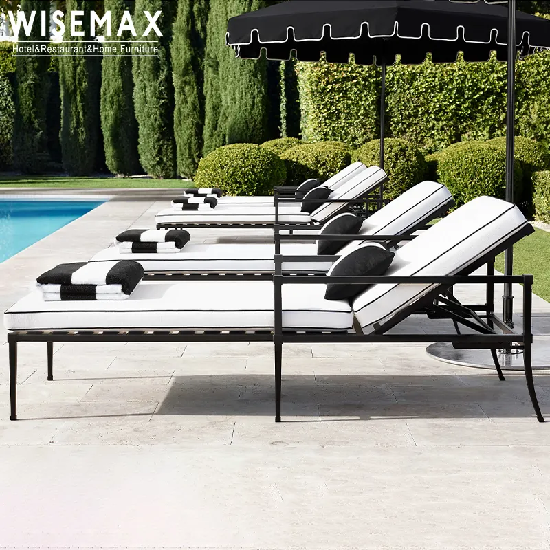 WISEMAX FURNITURE Modern sun chaise lounge patio furniture garden aluminum frame fast dry fabric outdoor pool lounger for beach
