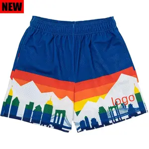 Shorts de malha para academia, logotipo personalizado no verão, de alta qualidade, poliéster, para treino, malha, shorts