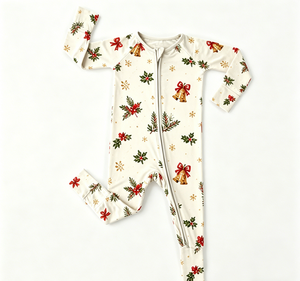 Commercio all'ingrosso: Tutina neonato/a con cerniera e campanellini per le feste, per bambine, con chiusura a zip, per la corredina. - Product Image 1