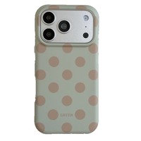 Étui de téléphone antichoc en cuir PU double couche à pois contrastants, style minimaliste coréen, pour iPhone 17 Pro Max/16/15/14, finition mate, pour femme