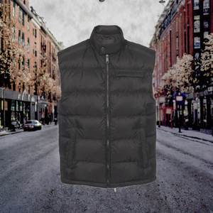 <b>LONG</b> MISSION INDUSTRY Unisex Black Puffer Vest Stand Collar Zipper Outerwear Quilted Winter <b>Waistcoat</b> Waterproof Windproof Front - Product Image 3