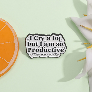 Pin de Esmalte con la Frase 'Lloro Mucho pero <span class=keywords><strong>Soy</strong></span> Muy Productivo', Broche de Metal Divertido, Insignia para Solapa, Joyería, Accesorios para Mochila - Product Image 2