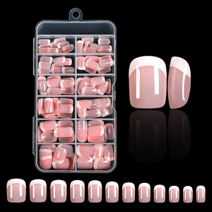 120 <span class=keywords><strong>Uñas</strong></span> Postizas <span class=keywords><strong>Francesas</strong></span> Cortas <span class=keywords><strong>Cuadradas</strong></span> en Bolsa, 12 Tamaños, <span class=keywords><strong>Uñas</strong></span> Postizas de Cobertura Completa, <span class=keywords><strong>Uñas</strong></span> Postizas Desmontables y Reutilizables - Product Image 1