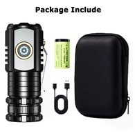 Lampu senter LED USB-C, Super terang dapat diisi ulang ukuran saku bodi aluminium Aloi fitur perbesaran untuk gantungan kunci EDC