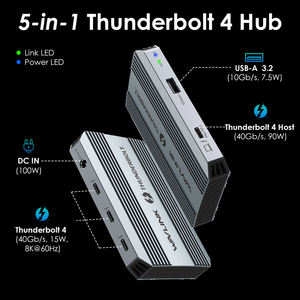 <span class=keywords><strong>Hub</strong></span> Thunderbolt 4 5 en 1 WAVLINK, USB 3.0, Carga PD de 90W, Compatible con Pantalla Única 8K y Pantalla Dual 4K para <span class=keywords><strong>MacBook</strong></span> Pro/<span class=keywords><strong>Air</strong></span> M1 <span class=keywords><strong>M2</strong></span> M3 M4 - Product Image 2