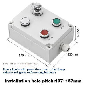 Boîtier de commande à 4 boutons avec couvercle de protection, double couleur de lampe et boutons à réinitialisation automatique rouge/vert, IP65, boîte à boutons - Product Image 2