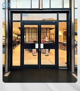 Porte en verre commerciale personnalisée avec cadre en alliage d'aluminium, fonction coupe-vent, design moderne pour usage intérieur - Commerce extérieur - Product Image 1