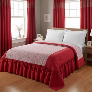 Ensemble de couette Baruk rouge 4 pièces en coton à motifs géométriques, style princesse, literie pour la maison, utilisable toute l'année - Product Image 2