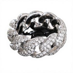 Anillos de Moissanita de Plata de Ley 925 Bañados en Oro, Diseño Personalizado al por Mayor, Estilo Hip Hop Cubano, Banda Eterna, Joyería Fina para Hombre - Product Image 3