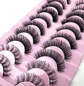 d Curl Strip Eyelashes Russian Eyelash Deep Curl Fake Lashes Russian Volume Faux Mink Strip False Lashes