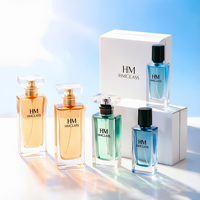 Vente en gros de flacons de parfum en verre rectangulaires plats HANMING HH-269 30ml 50ml 90ml 100ml avec impression sérigraphique et couvercle en plastique personnalisé