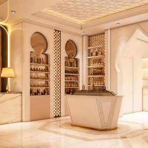 Aménagement intérieur de magasin de cosmétiques de luxe sur mesure, présentoir à parfums, comptoir îlot, mobilier de magasin de détail - Product Image 1