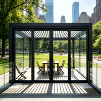 Pergola carrée moderne et minimaliste en alliage d'aluminium sur mesure, avec panneaux à lamelles étanches, auvent électrique de loisirs pour jardin