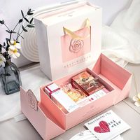 Boîte cadeau avec logo personnalisé, rose rose, laminage mat, grande taille, emballage de parfum, boîte pour souvenir de rentrée scolaire