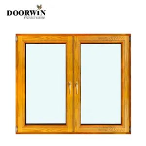 مصنع توريد خشب مصنوع حسب الطلب نوافذ من الزجاج الميل بدوره بابية نافذة إعصار تأثير نوافذ بابية