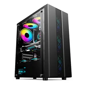 Hongyi Vally مخصص أبيض أسود منتصف أبراج مايكرو M ATX حالة الألعاب MATX سطح المكتب صندوق ألعاب خزانة ألعاب مع مروحة rgb