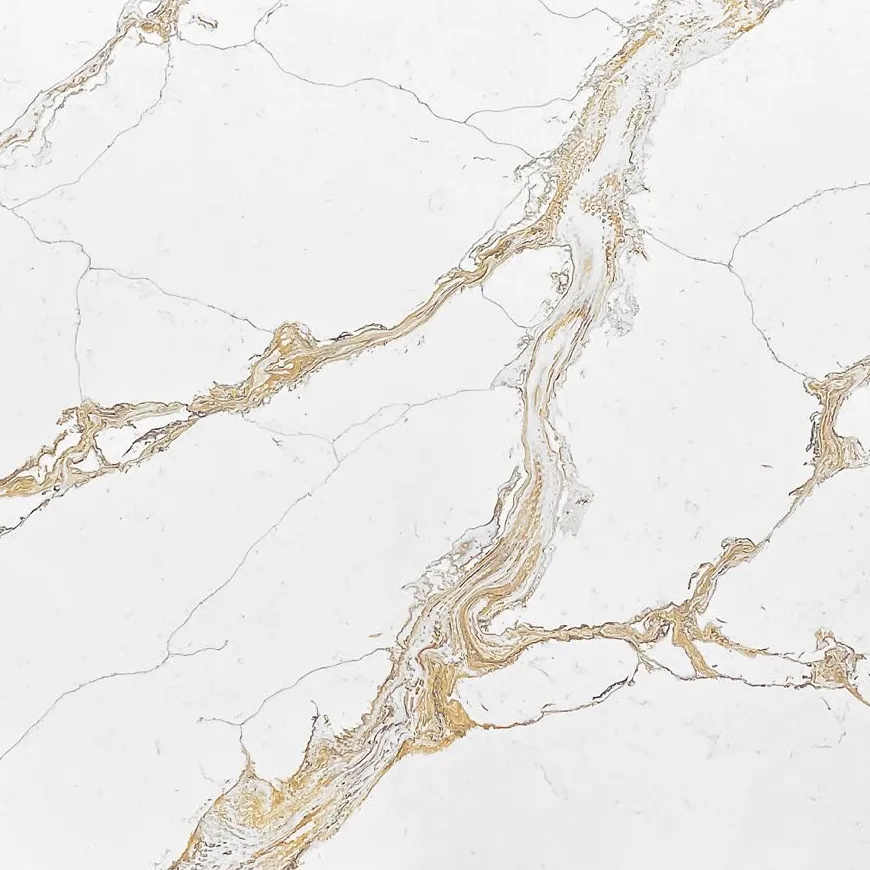 Artificial Quartz Stone White Calacatta with Gold Veins for Kitchen Countertops Quartz Wholesale Prices Calacatta Gold Quartz St