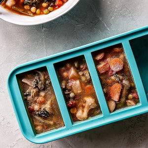 Vente en gros grand récipient de stockage d'aliments surgelés en plastique silicone personnalisé 4 trous cubes <span class=keywords><strong>rectangle</strong></span> pour aliments surgelés et ingrédients - Product Image 3