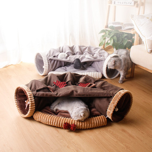 Produttori all'ingrosso inverno Comfort caldo cotone gatto giocattolo Tunnel Pet House con natale modello animale cervo - Product Image 6