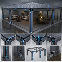 Robuste Kommerzielle Einziehbare Aluminium-Pergola 6M Große Spannweite Motorisiertes Lamellendach-System Pulverbeschichtetes Wasserdichtes Dachsystem