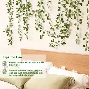 Artificial Ivy Greenery Garland Fake Vines Hanging Plants Backdrop Bedroom Wall Decor Jungle Theme Party Wedding Green Leaves