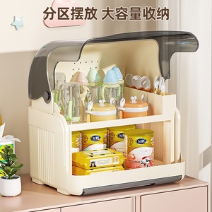 Baby Bottle Storage Box Large Square Dustproof Moisture Proof Transparent Dish Rack For 0-12 Months Baby Tableware Organization - Product Image 5