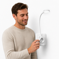 Lampe de chevet portable intelligente à LED pour hôtel, prise murale européenne, lumière flexible CCT, contrôle tactile progressif, lampe de lecture conviviale