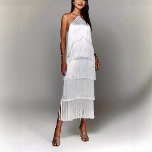 <b>Sequin</b> V Neck Midi Dress Long Sleeve Bodycon Casual Dress Khaki for Party Daily Wear - Product Image 3