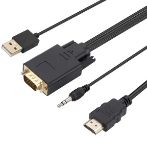 6英尺1.8米1080P 60Hz VGA至HDMI适配器转换器电缆VGA输入至HDMI输出，带音频电缆，用于电脑