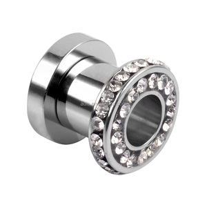 أزياء الفولاذ المقاوم للصدأ الكريستال النساء الرجال اللحم الأذن ثقب النفق حار بيع سدادات الأذن المتوسع المجوهرات بالجملة - Product Image 4