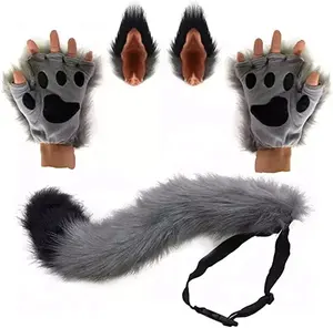 Halloween Costume Wolf Toys Gift for Women Wolf Tail Clip Ears and Set Halloween Wolf Set Supplies