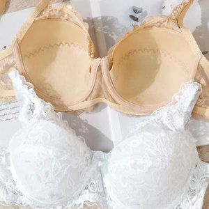 <span class=keywords><strong>Sujetador</strong></span> de encaje floral bordado de nailon con aros de acero, transparente, ultrafino, transpirable y cómodo, con copas de talla <span class=keywords><strong>grande</strong></span> para mujer. - Product Image 2